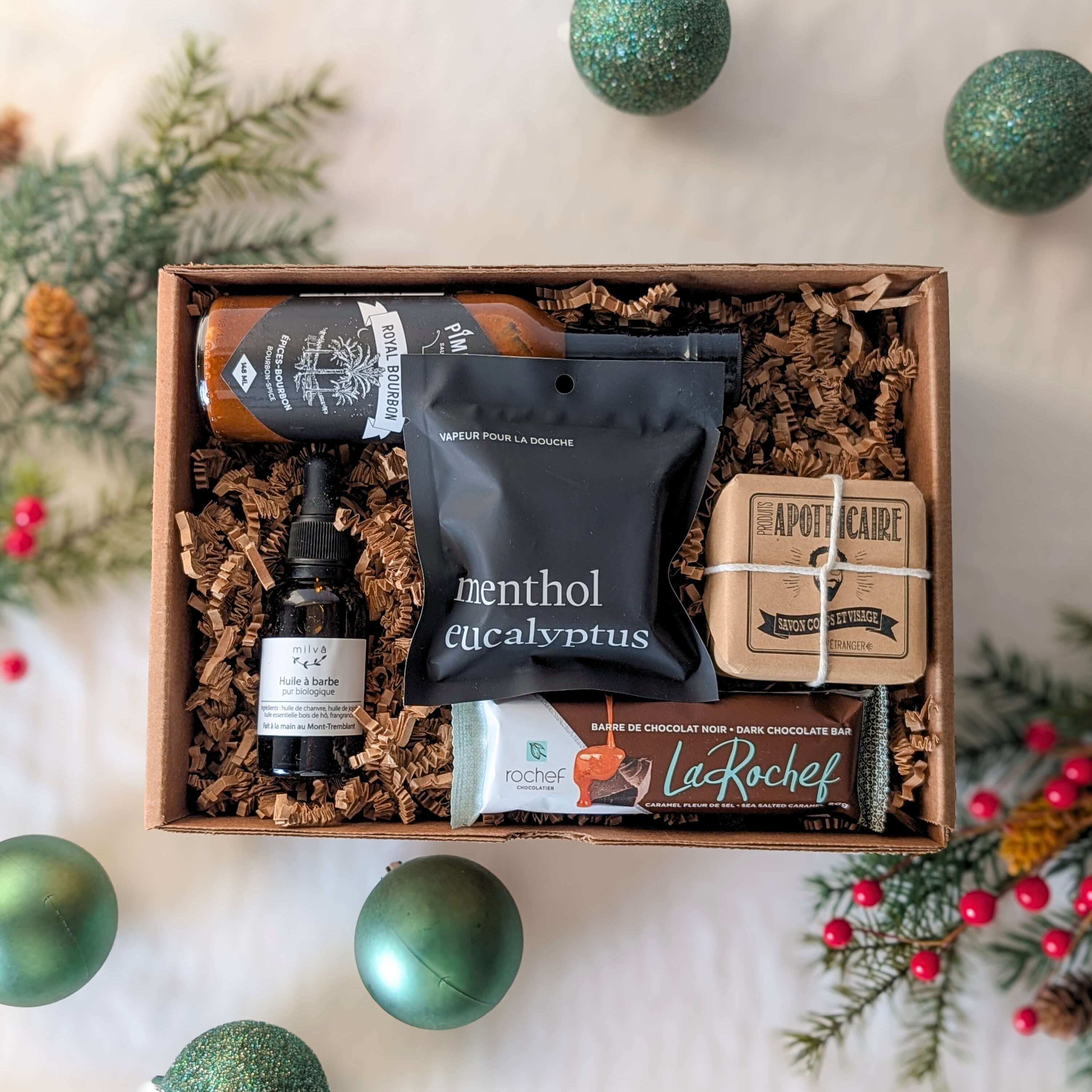 boite cadeau produits locaux pour homme avec barbe