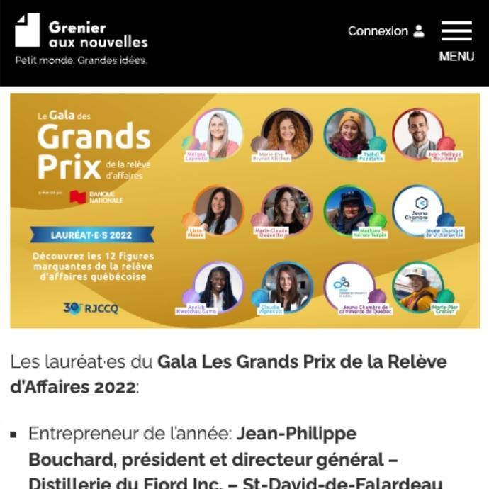 Grenier aux nouvelles | Rayonnement et reconnaissance au 30e Grands Prix de la Relève d’Affaires