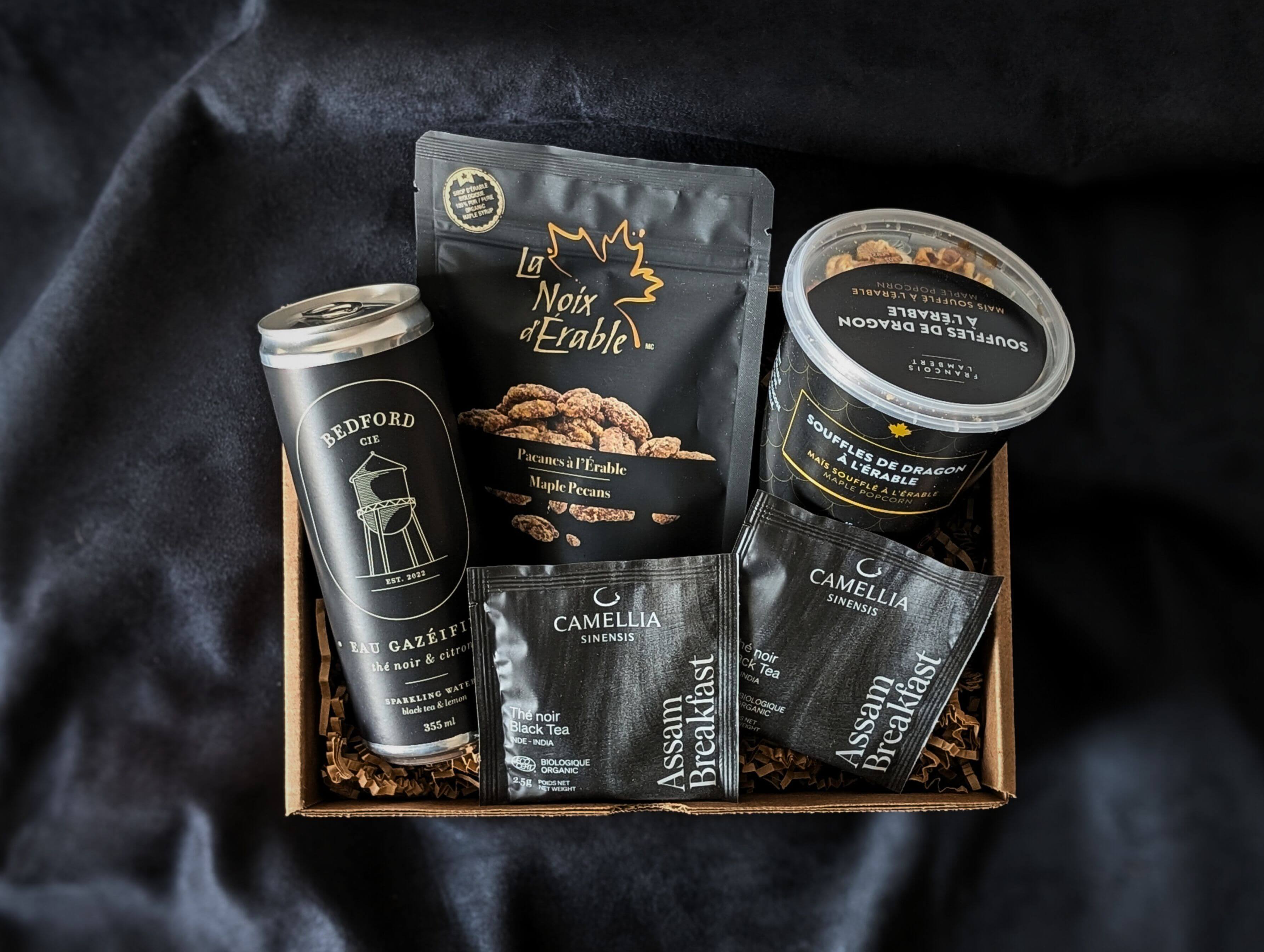 Boîte Noir gourmand au look noir chic pour cadeau corporatif gourmand