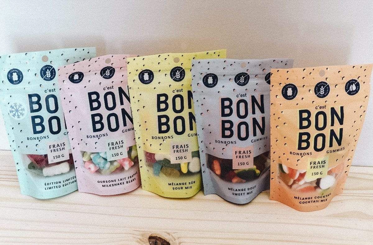 Sacs de bonbons format 150 G (saveurs variées) de l'entreprise C'est BONBON - La boîte à bonbons